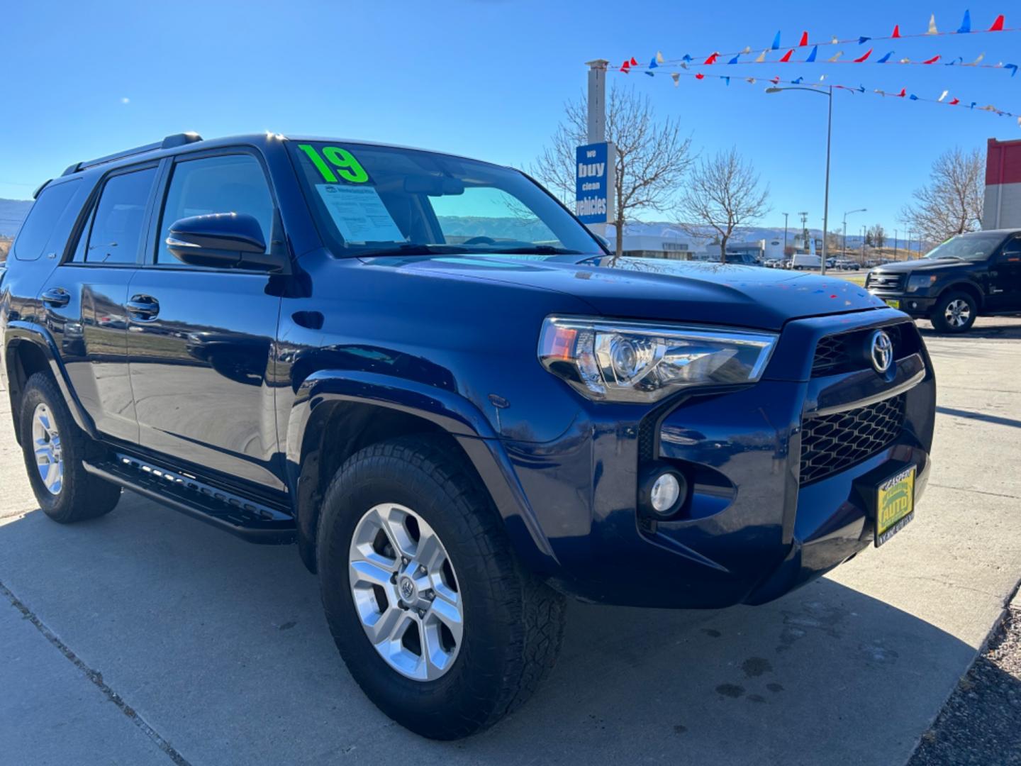 2019 Blue /BLACK Toyota 4Runner SR5 4WD (JTEBU5JR6K5) with an 4.0L V6 DOHC 24V engine, 5A transmission, located at 3030 CY Ave, Casper, WY, 82604, (307) 265-3830, 42.827816, -106.357483 - WIth 17-inch alloy wheels, skid plates, and a full size spare tire, you are ready for those off road adventures! 8 way driver's power seat, means you can also be comfortable while doing it. Let us know if you want to come check out this beauty. With her deep blue, she just shines in the sunlight. - Photo#2